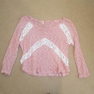 Red and white lacy sweater